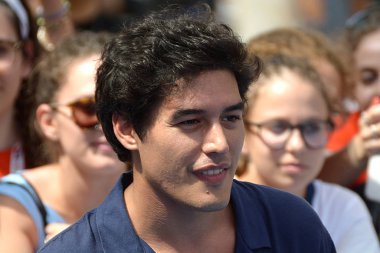 Giffoni Valle Piana, Sa, İtalya - 21 Temmuz 2018: Cristiano Caccamo, Giffoni Film Festivali 2018 - üzerinde 21 Temmuz 2018 Giffoni Valle Piana, İtalya
