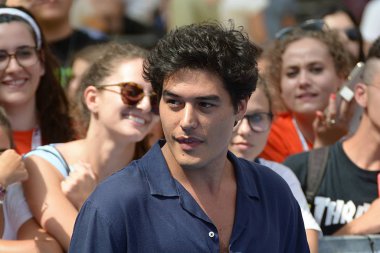 Giffoni Valle Piana, Sa, İtalya - 21 Temmuz 2018: Cristiano Caccamo, Giffoni Film Festivali 2018 - üzerinde 21 Temmuz 2018 Giffoni Valle Piana, İtalya