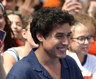 Giffoni Valle Piana, Sa, İtalya - 21 Temmuz 2018: Cristiano Caccamo, Giffoni Film Festivali 2018 - üzerinde 21 Temmuz 2018 Giffoni Valle Piana, İtalya