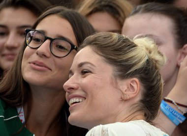 Giffoni Valle Piana, Sa, İtalya - 26 Temmuz 2018: Sarah Felberbaum, Giffoni Film Festivali 2018 - üzerinde 26 Temmuz 2018 Giffoni Valle Piana, İtalya