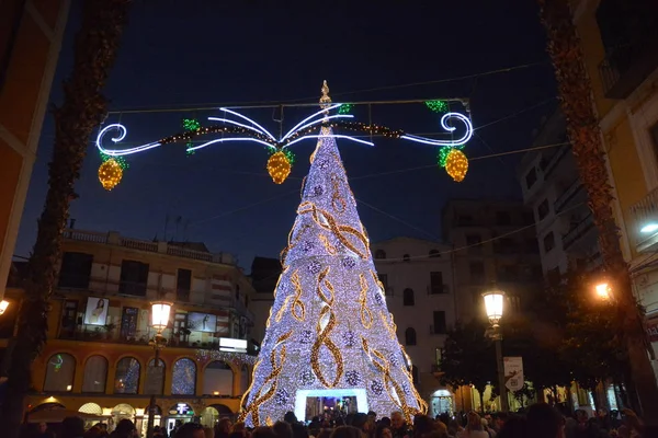 イタリア Luci Artista サレルノ 月のクリスマス ライト ショー 2018 — ストック写真