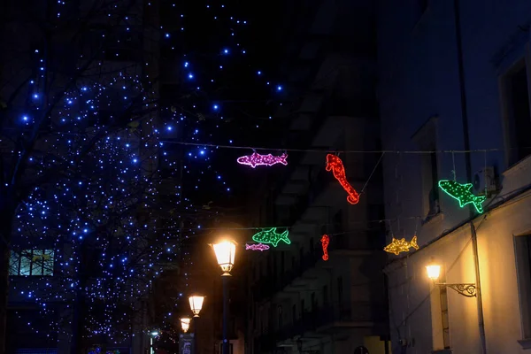 Italia Luci Artista Espectáculo Luces Navidad Salerno Diciembre 2018 —  Fotos de Stock