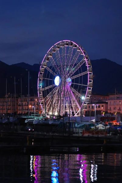 Olaszország Ferris Kerék Részére Luci Artista 2018 Karácsonyi Fények Mutatják — Stock Fotó