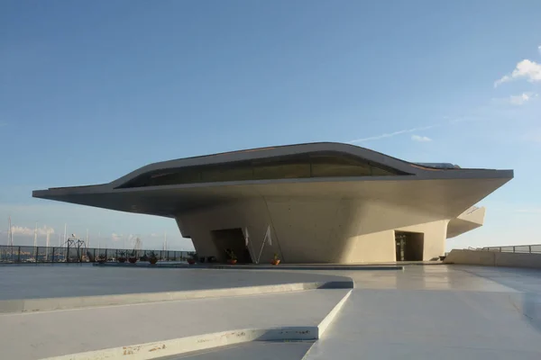 Vista Nova Estação Marítima Salerno Itália Terminal Por Zaha Hadid — Fotografia de Stock