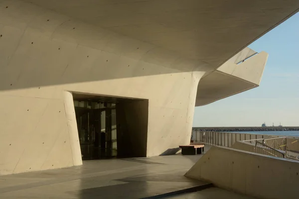 Vista Nova Estação Marítima Salerno Itália Terminal Por Zaha Hadid — Fotografia de Stock