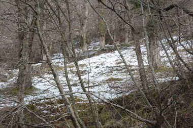 Kar dağ manzarası Campania, Güney İtalya, 9 Ocak 2019.