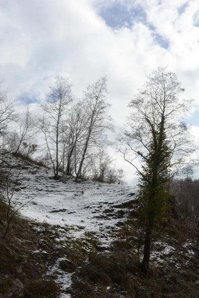 Χιόνι Ορεινό Τοπίο Στην Καμπανία Νότια Ιταλία Ιανουαρίου 2019 — Φωτογραφία Αρχείου