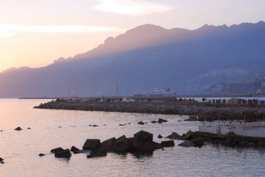 İtalya: deniz manzara Salerno, 10 Şubat 2019.