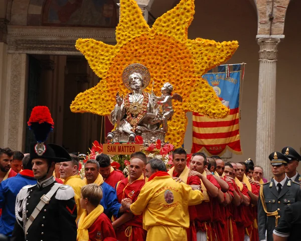Italien Saint Matteo Religiös Procession Salerno September 2014 — Stockfoto