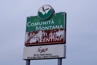 İtalya : Comunita' Montana Monti Picentini, Sign, In Giffoni Valle Piana, Nisan 2019.