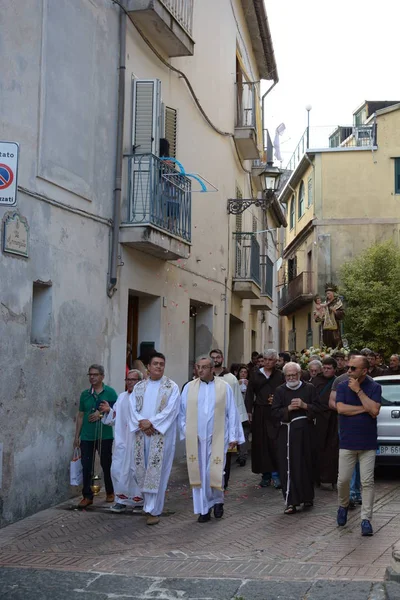 Itália Procissão Religiosa Santo Antônio Giffoni Valle Piana Junho 2019 — Fotografia de Stock