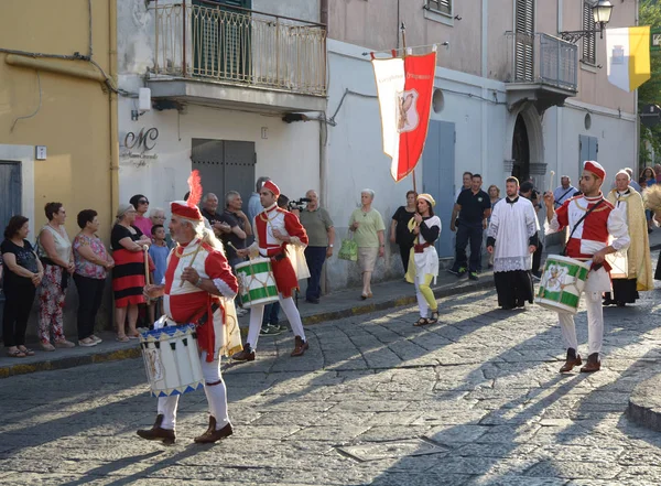 Italien Historisk Procession Och Medeltida Festival Giffoni Valle Piana För — Stockfoto