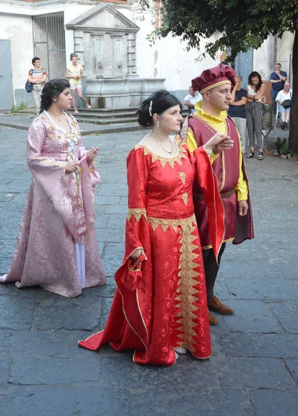 Italien Historisk Procession Och Medeltida Festival Giffoni Valle Piana För — Stockfoto