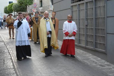 Italy : Historical procession and medieval festival, in Giffoni Valle Piana for the gift of the Holy Thorn, July 14, 2019. clipart