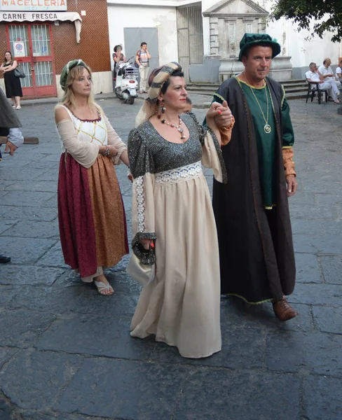 Italien Historisk Procession Och Medeltida Festival Giffoni Valle Piana För — Stockfoto