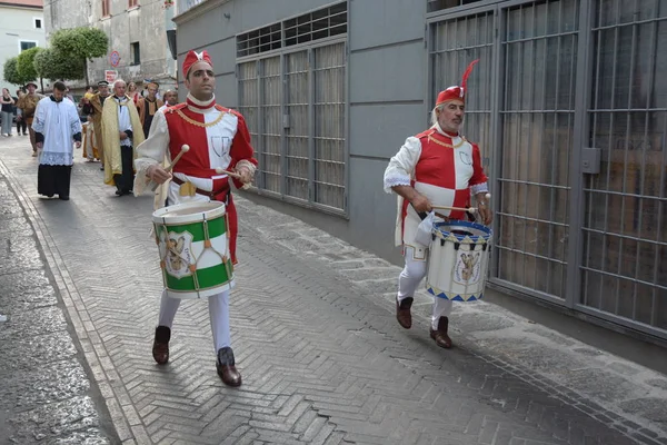 Italien Historische Prozession Und Mittelalterliches Fest Giffoni Valle Piana Zum — Stockfoto