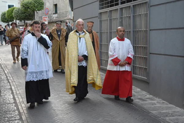 Italië Historische Processie Middeleeuws Festival Giffoni Valle Piana Voor Gave — Stockfoto