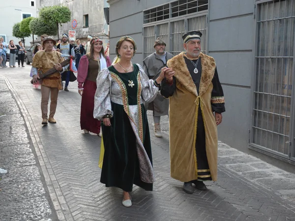 Italien Historische Prozession Und Mittelalterliches Fest Giffoni Valle Piana Zum — Stockfoto