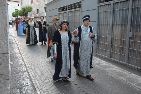 Italien Historisk Procession Och Medeltida Festival Giffoni Valle Piana För — Stockfoto