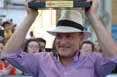 Giffoni Valle Piana, Sa, İtalya - 20 Temmuz 2019 : Woody Harrelson Giffoni Film Festivali'nde 2019 - 20 Temmuz 2019'da Giffoni Valle Piana, İtalya.