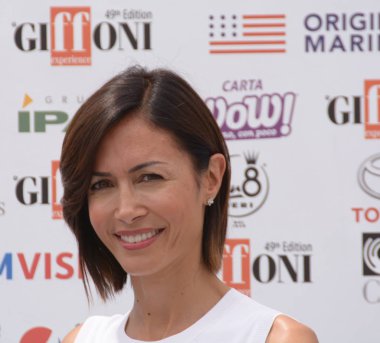 Giffoni Valle Piana, Sa, İtalya - 26 Temmuz 2019 : Mara Carfagna Giffoni Film Festivali'nde 2019 - 26 Temmuz 2019'da Giffoni Valle Piana, İtalya.