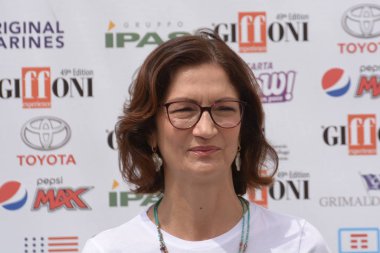 Giffoni Valle Piana, Sa, İtalya - 24 Temmuz 2019 : Mariastella Gelmini Giffoni Film Festivali'nde 2019 - 24 Temmuz 2019'da Giffoni Valle Piana, İtalya.