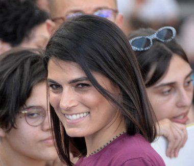 Giffoni Valle Piana, Sa, İtalya - 23 Temmuz 2019 : Valeria Solarino Giffoni Film Festivali'nde 2019 - 23 Temmuz 2019'da Giffoni Valle Piana, İtalya.