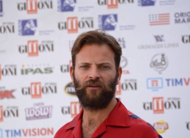 Giffoni Valle Piana, Sa, İtalya - 25 Temmuz 2019 : Alessandro Borghi Giffoni Film Festivali'nde 2019 - 25 Temmuz 2019'da Giffoni Valle Piana, İtalya.
