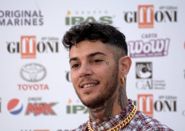 Giffoni Valle Piana, Sa, İtalya - 26 Temmuz 2019 : Emis Killa Giffoni Film Festivali'nde 2019 - 26 Temmuz 2019'da Giffoni Valle Piana, İtalya.
