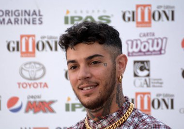 Giffoni Valle Piana, Sa, İtalya - 26 Temmuz 2019 : Emis Killa Giffoni Film Festivali'nde 2019 - 26 Temmuz 2019'da Giffoni Valle Piana, İtalya.