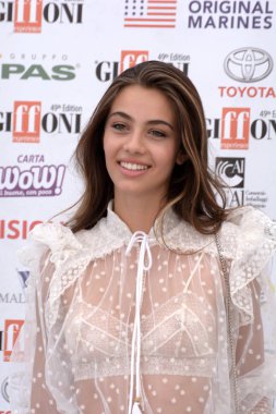 Giffoni Valle Piana, Sa, İtalya - 20 Temmuz 2019 : Elisa Visari Giffoni Film Festivali'nde 2019 - 20 Temmuz 2019'da Giffoni Valle Piana, İtalya.