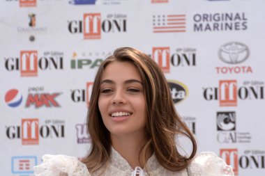 Giffoni Valle Piana, Sa, İtalya - 20 Temmuz 2019 : Elisa Visari Giffoni Film Festivali'nde 2019 - 20 Temmuz 2019'da Giffoni Valle Piana, İtalya.