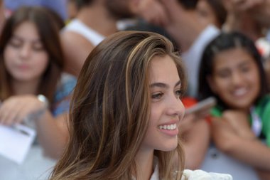 Giffoni Valle Piana, Sa, İtalya - 20 Temmuz 2019 : Elisa Visari Giffoni Film Festivali'nde 2019 - 20 Temmuz 2019'da Giffoni Valle Piana, İtalya.