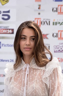 Giffoni Valle Piana, Sa, İtalya - 20 Temmuz 2019 : Elisa Visari Giffoni Film Festivali'nde 2019 - 20 Temmuz 2019'da Giffoni Valle Piana, İtalya.