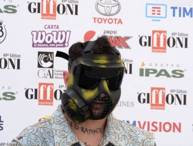 Giffoni Valle Piana, Sa, İtalya - 25 Temmuz 2019 : Junior Cally Giffoni Film Festivali'nde 2019 - 25 Temmuz 2019'da Giffoni Valle Piana, İtalya.