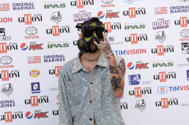 Giffoni Valle Piana, Sa, İtalya - 25 Temmuz 2019 : Junior Cally Giffoni Film Festivali'nde 2019 - 25 Temmuz 2019'da Giffoni Valle Piana, İtalya.