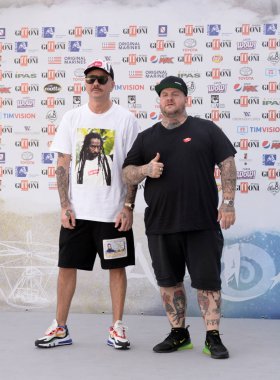 Giffoni Valle Piana, Sa, İtalya - 21 Temmuz 2019 : Don Joe ve Jake La Furia Giffoni Film Festivali'nde 2019 - 21 Temmuz 2019'da Giffoni Valle Piana, İtalya.