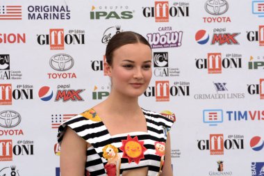 Giffoni Valle Piana, Sa, İtalya - 22 Temmuz 2019 : Hildegard De Stefano Giffoni Film Festivali'nde 2019 - 22 Temmuz 2019'da Giffoni Valle Piana, İtalya.