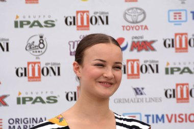 Giffoni Valle Piana, Sa, İtalya - 22 Temmuz 2019 : Hildegard De Stefano Giffoni Film Festivali'nde 2019 - 22 Temmuz 2019'da Giffoni Valle Piana, İtalya.