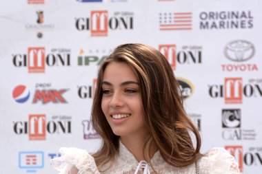 Giffoni Valle Piana, Sa, İtalya - 20 Temmuz 2019 : Elisa Visari Giffoni Film Festivali'nde 2019 - 20 Temmuz 2019'da Giffoni Valle Piana, İtalya.