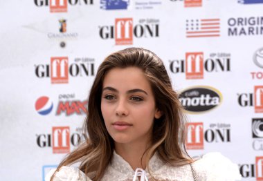 Giffoni Valle Piana, Sa, İtalya - 20 Temmuz 2019 : Elisa Visari Giffoni Film Festivali'nde 2019 - 20 Temmuz 2019'da Giffoni Valle Piana, İtalya.