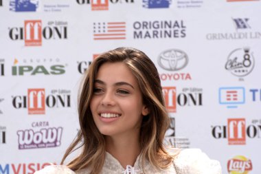 Giffoni Valle Piana, Sa, İtalya - 20 Temmuz 2019 : Elisa Visari Giffoni Film Festivali'nde 2019 - 20 Temmuz 2019'da Giffoni Valle Piana, İtalya.