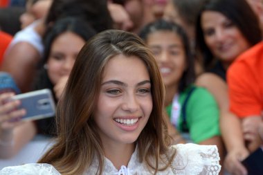 Giffoni Valle Piana, Sa, İtalya - 20 Temmuz 2019 : Elisa Visari Giffoni Film Festivali'nde 2019 - 20 Temmuz 2019'da Giffoni Valle Piana, İtalya.