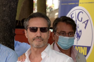 İtalya: İtalyan siyasetçi Stefano Caldoro bir halk toplantısında Salerno 'da konuştu. 26 Ağustos 2020.