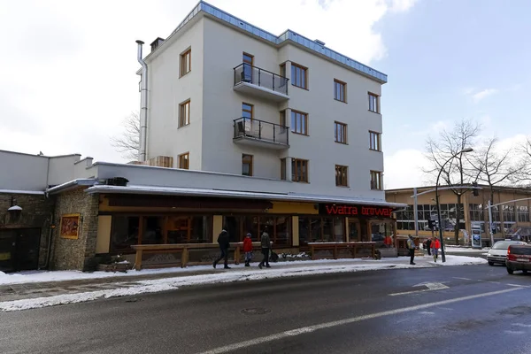 Zakopane Polônia Março 2018 Edifício Tijolos Chamado Localmente Watra Construído — Fotografia de Stock