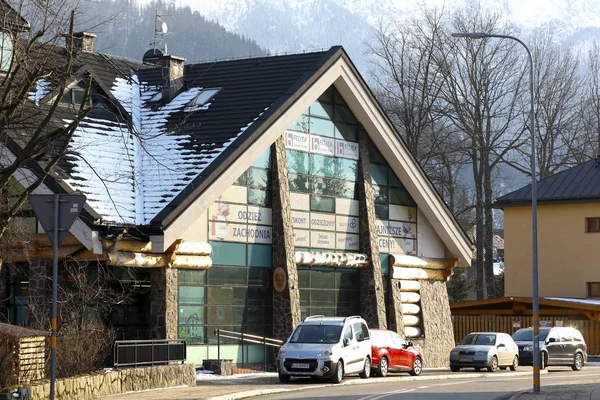 Zakopane Polen Maart 2018 Een Modern Gebouw Met Elementen Van — Stockfoto