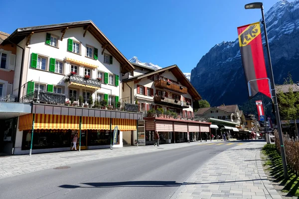 Grindelwald Zwitserland September 2017 Alpine Residentiële Huizen Worden Gezien Naast — Stockfoto