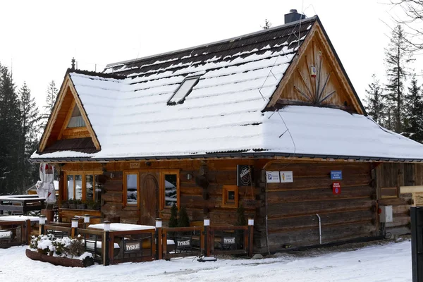 Zakopane Polonia Marzo 2018 Edificio Madera Que Fue Construido Estilo — Foto de Stock