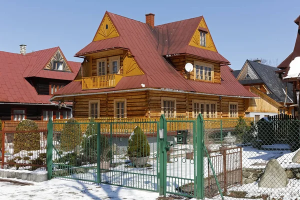 Zakopane Poland March 2018 Classic Wooden Family House Built Wooden — Stock Photo, Image