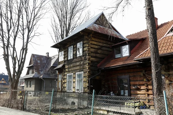 Zakopane Polen Maart 2018 Een Twee Verdiepingen Tellend Houten Gebouw — Stockfoto